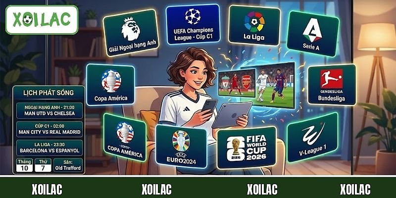 Xoilac phát sóng đa dạng giải bóng đá