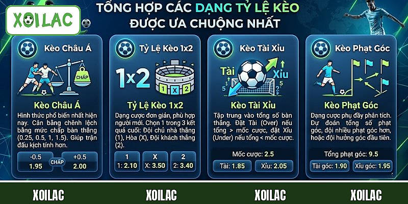Tổng hợp các dạng tỷ lệ kèo được ưa chuộng nhất